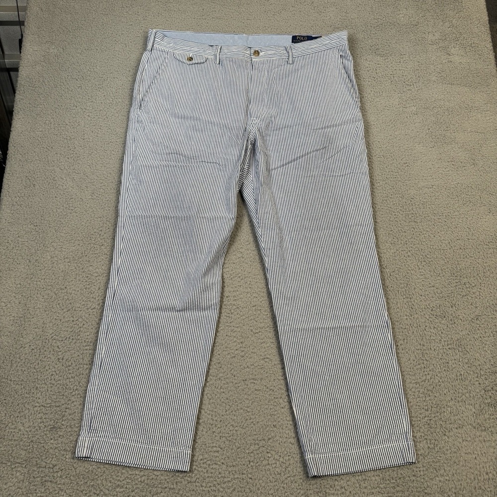 Polo Ralph Lauren Pants Men 40x30(29) Stretch Straight Fit Seersucker Flesh Pony